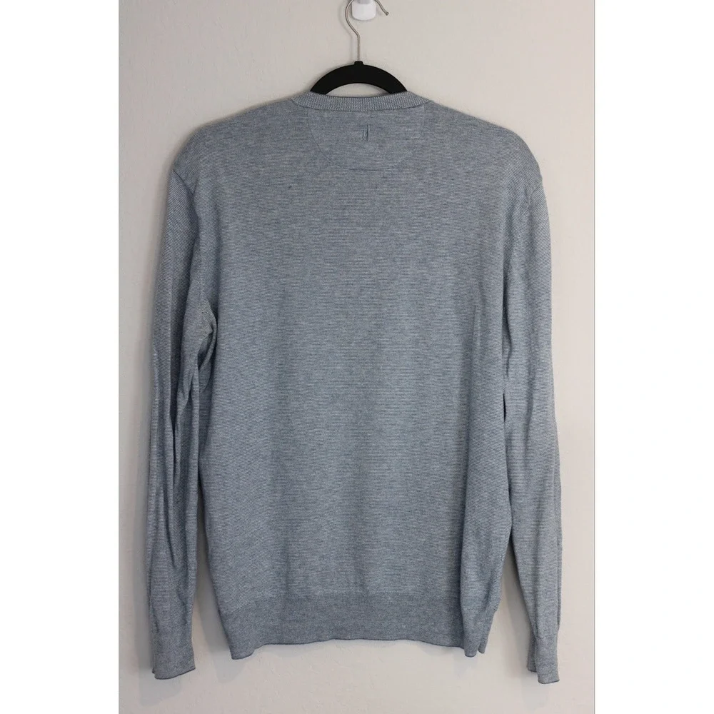 Johnnie-O Cotton Silk Henley Sweater Mariner Blue‎ Lightweight Knit Men's M